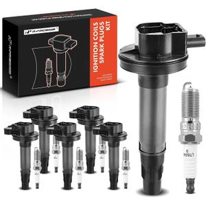 A-Premium Ignition Coils and Spark Plugs Kits Compatible with Ford F-150 F150, Explorer, Edge, Mustang, Taurus, Flex, Transit-150, Transit-250 & Lincoln MKX, MKT, Continental, 3.5L 3.7L 6-PC Set