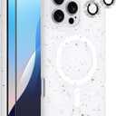 MZELQ for iPhone 16 Pro Case, Compatible with Mag Safe, Shower Grey, Shockproof, Drop Proof, Ultra-Slim, Diamond Camera Protector, Screen Protector, Silicone Designed for iPhone 16 Pro Case