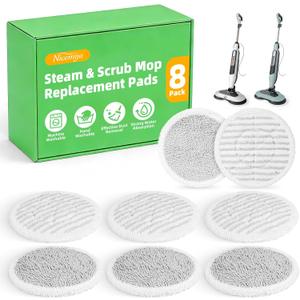 8 Pack Steam Mop Replacement Pads for Shark Steam & Scrub Mop S8201 S8001 S8002BRN S7001 S7201 S7000AMZ S7000 S7020, Dirt Grip Soft Scrub Washable Pads for All Sealed Hard Floors, Part XKITP7000