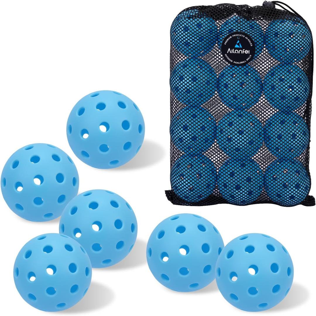 Pickleball Balls 6 Pack | 12 Pack- 40 Holes Outdoor Pickleball with Bag, Perfectly Balanced, High Bounce, Crack-Resistance USAPA Standard 