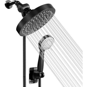 Shower Head With Handheld Combo, 6 Inch High Pressure Rainfall Showerhead With Hand Held 70 Inch Hose for Bath - Adjustable Swivel Shower Head Spray Anti-leak Nozzles - Universal Fit (2.5 GPM, Brush Nickel)