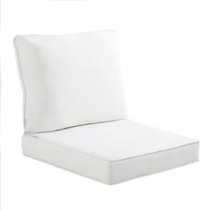Homelysian Outdoor Chair Cushions Set of 2, Patio Cushions for Outdoor Furniture, Thick Outdoor Seat Cushions for Chairs with Straps and Portable Handle (White)
