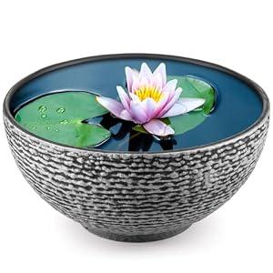 RimCereal Water Lily Planter Bowl 15.6 Inch Large Lotus Flower Bowl Hydroponic Pot Succulent Planter Garden Water Plant Container for Indoor Outdoor Balcony Patio Mini Fish Pond Bird Bath