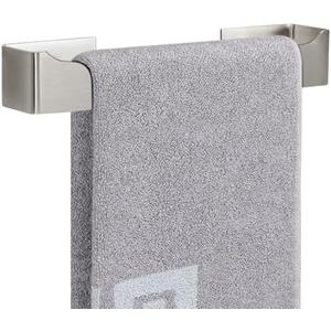 NearMoon Self Adhesive Hand Towel Holder/Towel Ring, Stainless Steel Hand Towel Bar Rustproof Stick on Wall-Towel Rack for Bathroom/Kitchen, Square Sticky and Wall Mounted (12 Inch, Brushed Nickel)