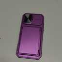 ATATOO for iPhone 17 Case, Built-in Card Holder (Store 3-5 Cards) & Slide Camera Cover & RFID Blocking, Military Grade Protection, Hard Wallet Phone Cover Case for iPhone 17 6.3" 2025, Dark Purple