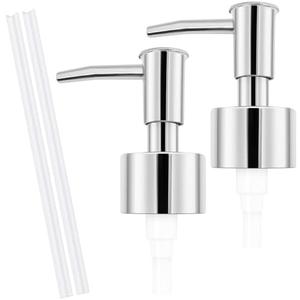 2pack Silver Soap Dispenser Pump Replacement - Soap Pump for Lotion & Regular Glass Bottles - Soap Pump Dispenser Top Replacement for Soap Dispenser Pump（Standard Diameter 28/ 400 Neck Size）