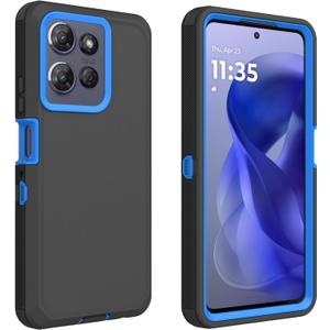 for Motorola Moto G Power 2025 Case/Moto G Power 2026 Case, Heavy Duty Bumper Case Shockproof Dustproof 3 in 1 Rugged Protective Phone Cover (Blue/Black)
