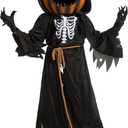 Spooktacular Creations Halloween Boy Scarecrow Pumpkin Reaper Costume with Kids Pumpkin Head for Halloween Cosplay (Medium, 8-10 Years)