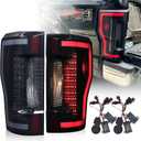LED Tail Lights Compatible with 2017-2022 Ford F250 / F350 / F450 Super Duty Sequential Turning Light & LED DRL Tail Lamps Replacement Assembly 1 Pair (Black Housing,Smoke Lens)