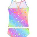 Nokecina Girls Swimsuit Size 3t 4t Multicolor Ruffle Stars Tankini Bathing Suit with Breathable Bikini Bottom