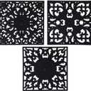 Silicone Trivets for Hot Pots and Pans, Square Non Slip Mats for Table or Counter, Multi-Use Carved Hot Pads, Flexible Modern Pad Heat Resistant Big Teapot Coaster Set of 3 Black