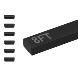 8FT Rectangular Cable Railing Handrail, Black Stainless Steel Handrail with Nylon End Caps for Deck Stair Railing System, 8' Flat Top Cuttable Deck Cable Rail Post System, RG01-H