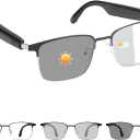 Tulbeys Smart Glasses for Men and Women, OpenEar Audio Bluetooth Glasses with Photochromic Lenses, Built-in Mic and Speakers for Music and Calls, Compatible with iOS and Android – Silver