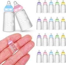 Kichvoe  Doll Bottle Set: Miniature Plastic Milk Containers Dollhouse Feeding Bottle Novelty Tiny Candy Jar for Baptism DIY Craft Party Favors