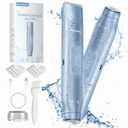 2 in 1 Women Electric Shaver Dual Head Bikini Trimmer for Women IPX7 Waterproof Wet & Dry Use Body Hair Trimmer and Facial Hair Remover for Bikini Underarm Leg Arm Body Face, Blue