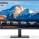 KOORUI Monitor, 27 Inch Gaming Office Monitor, Eye-Care IPS FHD 1080P 144Hz Computer Screen with HDMI VGA, Slim Bezels, Freesync, Ergonomic Tilt, VESA Mountable, Black