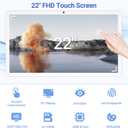 22-Inch Portable TV on Wheels, 1080p Portable Touch Screen Monitor, Android15, EDLA-Certified, Full Swivel Rotation, Smart Rolling TV Built-in 13MP Camera, Built-in Battery(6-8H), 6+128G