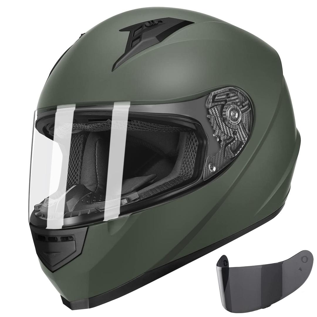 GLX GX11 Compact Motorcycle Helmet - Camo, Large - Full Face w/ Tinted Visor, DOT Approved