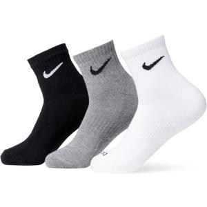 Nike Unisex Adult Everyday Cushioned Training Ankle Socks (3-Pack) | Mens and Womens (Black) 3Y-5Y