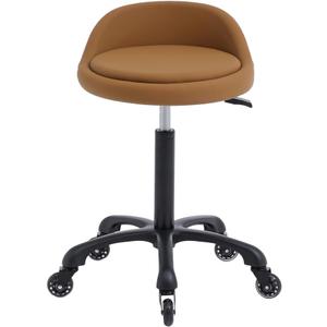 Rolling Salon Stool Chair with Back Support Hydaulic Height Adjustable on Swivel Wheels Heavy Duty for Hair Cutting Esthetician Tatto Beauty Spa Bar Lab Clinic Kitchen Office Home (Camel)