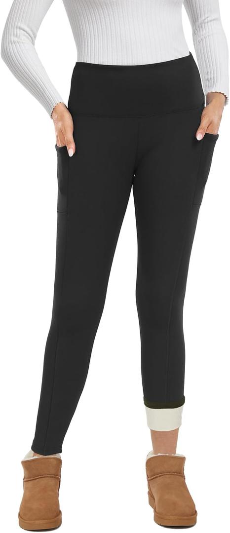 GAYHAY Fleece Lined Leggings for Women  Thick Winter Warm Thermal High Waisted Tummy Control Workout Yoga Pants (Medium, Pkt-black)