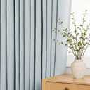 Dusty Blue Pinch Pleated 84 inch Long Linen Curtains 2 Panels Set for Living Room Track System Curtains Neutral Modern Elegant Light Filtering Semi Sheer Linen Blend Pinch Pleat Drapes 84 Length