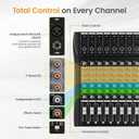 GP80 8 Channel Audio Mixer, USB Audio Interface Sound Board for Streaming with 24-bit DSP, Bluetooth 5.0, 48V Phantom Power, Mixer Board for Podcast Equipment, Studio Equipment, Streaming Mixer