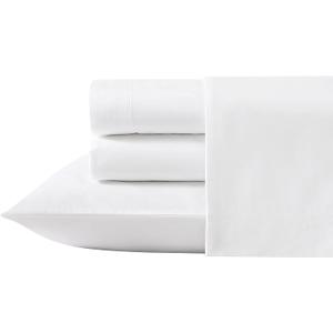 Kenneth Cole New York - Queen Sheet Set, Cotton Percale Bedding Set, Crisp & Breathable (Lexington Stripe Pink, Queen) (OBS) (Solid White)