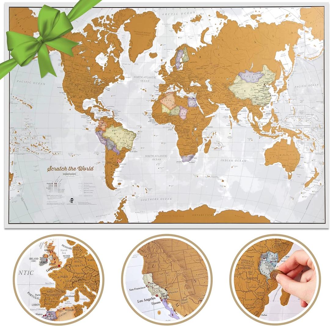 Scratch The World  Travel Map - Scratch Off World Map Poster - X-Large 23 x 33 - Maps International - 50 Years of Map Making - Cartographic Detail Featuring Country & State Borders (23 x 33 Scratch the World)