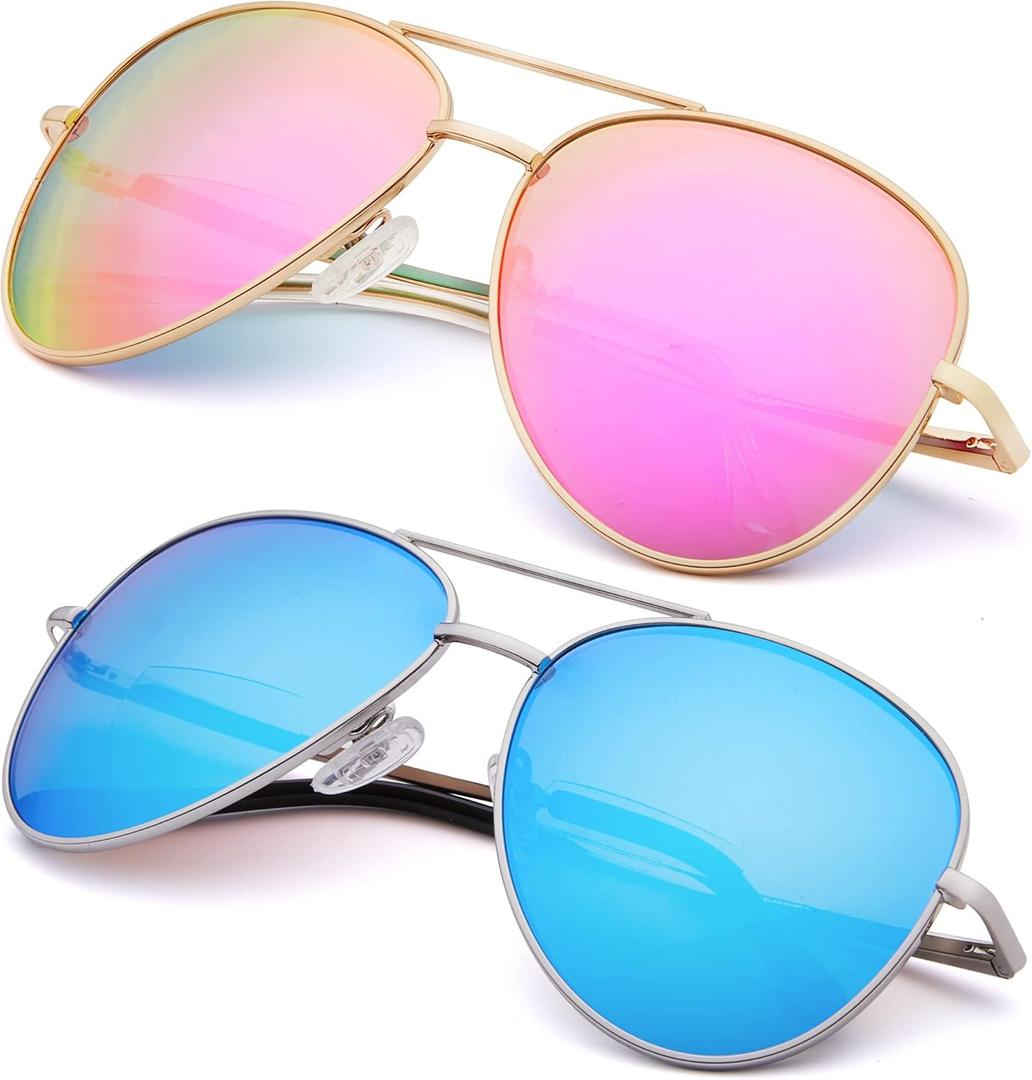 EYEGUARD 2 Pack Bifocal Reading Sunglasses for Women and Men UV400 Protection Classic Aviator Sun Readers 2.5 (Multicolor)