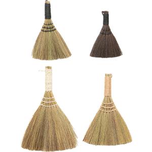 Whisk Brooms with Yarn Wrapped Handles, Multi Color Neutrals, Set of 4