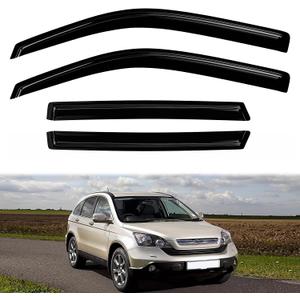 4PC Rain Guards for 2007-2011 Honda CR-V EX LX EX-L SE Window Visors for 07-11 CRV Deflectors Sun Shades Vent Tape On Out Channel