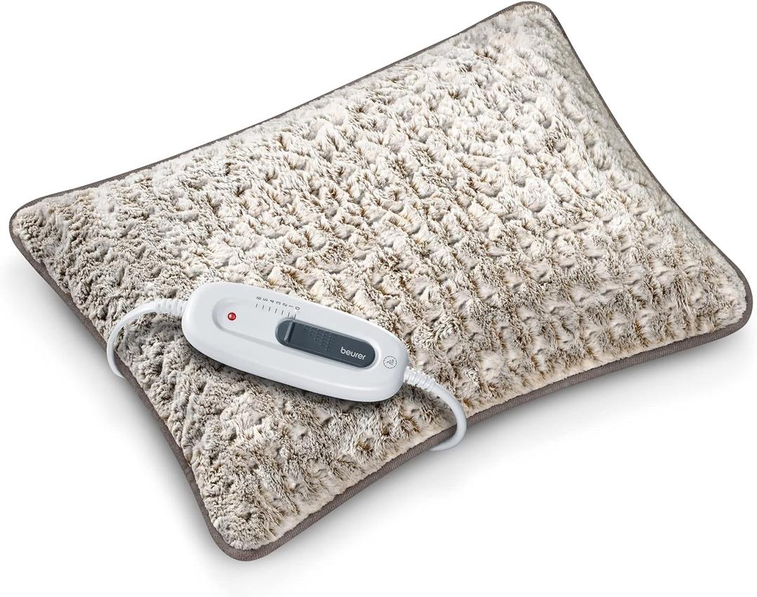 Beurer UHP48N Lux Heated Body Pillow, Lumbar Support Pillow for Back Pain Relief, Microplush Heated Pillow with 6 Temperature Settings and Auto Shut-Off, Back Pillow for Sore Muscles, Grey