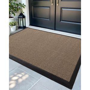 DEXI Front Door Mat Outside Entrance, 2x4 ft Rubber Entry Doormat Heavy Duty, Non Slip Welcome Mats for Inside House Floor Entryway Exterior Patio, Beige