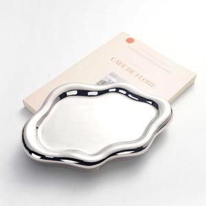 Ceramic Jewelry Tray with Cloud Design - Decorative Catch All Dish for Rings, Keys, and Perfume | Versatile Organizer for Dresser, Nightstand, or Entryway Table - Aesthetic Room Decor (Silver)
