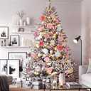 108 Pcs Pink Rose Christmas Tree Decorations Set Include 60 Pcs Faux Rose 3.94 Inch and Stems Ornaments and 48 Pink Magnetic Butterfly with Adhesive Dot for DIY Wreath Wedding Floral Pick