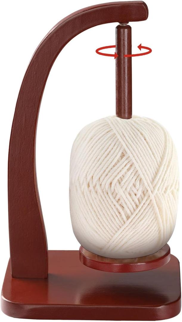 PEKER Yarn Holder Spinner for Crocheting and Knitting, Wooden Yarn Winder with Magnetic Rotation & Anti-Slip Pads, Crochet Accessories for Yarn Storage, Yarn Holder Gift for Knitting Lovers