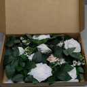 Ling's moment 5FT White Artificial Flower Garland Fake Rose Green Leaves Floral Garland Arch Flowers Vine for Wedding Party Backdrop Decor Mantel Home Table Centerpieces Window Decorations