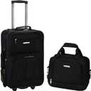 Rockland Fashion Softside Upright Luggage Set, Expandable, Black, 2-Piece (14/19) (2-Piece Set (14/19))