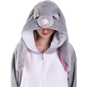 EJsoyo Adult Onesie Bunny Sleepwear Lion Animal Puppy Cartoon Costume and Teens Pajamas Unisex Christmas Halloween Cosplay, XL