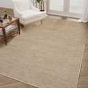 Outdoor Easy Jute Rug 5x7 Washable Non Slip Indoor Outdoor Easy Jute Rug Modern Solid Color Neutral Paito Stain Resistant Throw Carpet for Porch Kitchen Bedroom Living Room Backyard, Tan