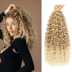 8 Packs 18 inch GoGo Curl Crochet Hair Water Wave Curly Braiding Crochet Hair for Black Women Ocean Wave Beach Curl Wavy Crochet Hair Extensions (Pack of 8, 27/613#)