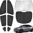 Canvcle Window Shades for 2025 2026 New Tesla Model Y Juniper Accessories Windshield Sun Shade Side Rear Window Covers Sunshade Sun Visor Shield Privacy Protection for Camping Keep Car Cool Black 8PCS