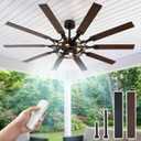 65 Inch Ceiling Fans with Lights, Farmhouse Ceiling Fan with Remote Rustic Caged Industrial Design, Dual Finish 10 Blades Black Ceiling Fans with Quiet Reversible Motor for Living Room Bedroom Patio, 65inche