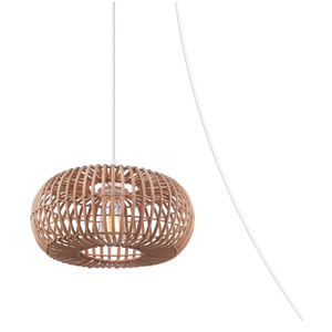 GLOBE Electric 65939 Fitz 1-Light Plug-in or Hardwire Pendant Lighting, Rattan Shade, White Socket