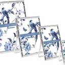 Laura Ashley 4x6 Silver Bamboo Metal Picture Frame (Vertical) with Pull-Out Easel Stand, Made for Tabletop, Counterspace, Shelf and Desk