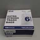 Plasticplace 6 Gallon Trash Bags White Drawstring Garbage Can Liners, 17 x 20, 100 Count, for Bathroom Kitchen Office Car Small Trash Bags, Leak-Proof & Tear-Resistant