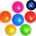 6-Pack 3.5 LED Light-Up Squeaky Dog Toy Balls Durable Interactive Glow Fetch Toys for Aggressive ChewersBPA Free Non-Toxic, Spiky Puppy Chew Balls