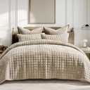 RECYCO Luxury Velvet Quilt Set Full Queen Size Bedding Sets, Ultra Soft Velvet Comforter Set, Lightweight Channel Box Stitch Oversized Bedspread Coverlet for All Season, with 2 Shams, Urban Taupe
