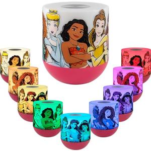 Disney Princess LED Tabletop Color-Changing Night Light Lamp, Touch Sensor, Moana, Belle, Jasmine, Mulan, for Kids, Baby, Bedroom, Bathroom, Playroom, Nursery, Decor, 60732